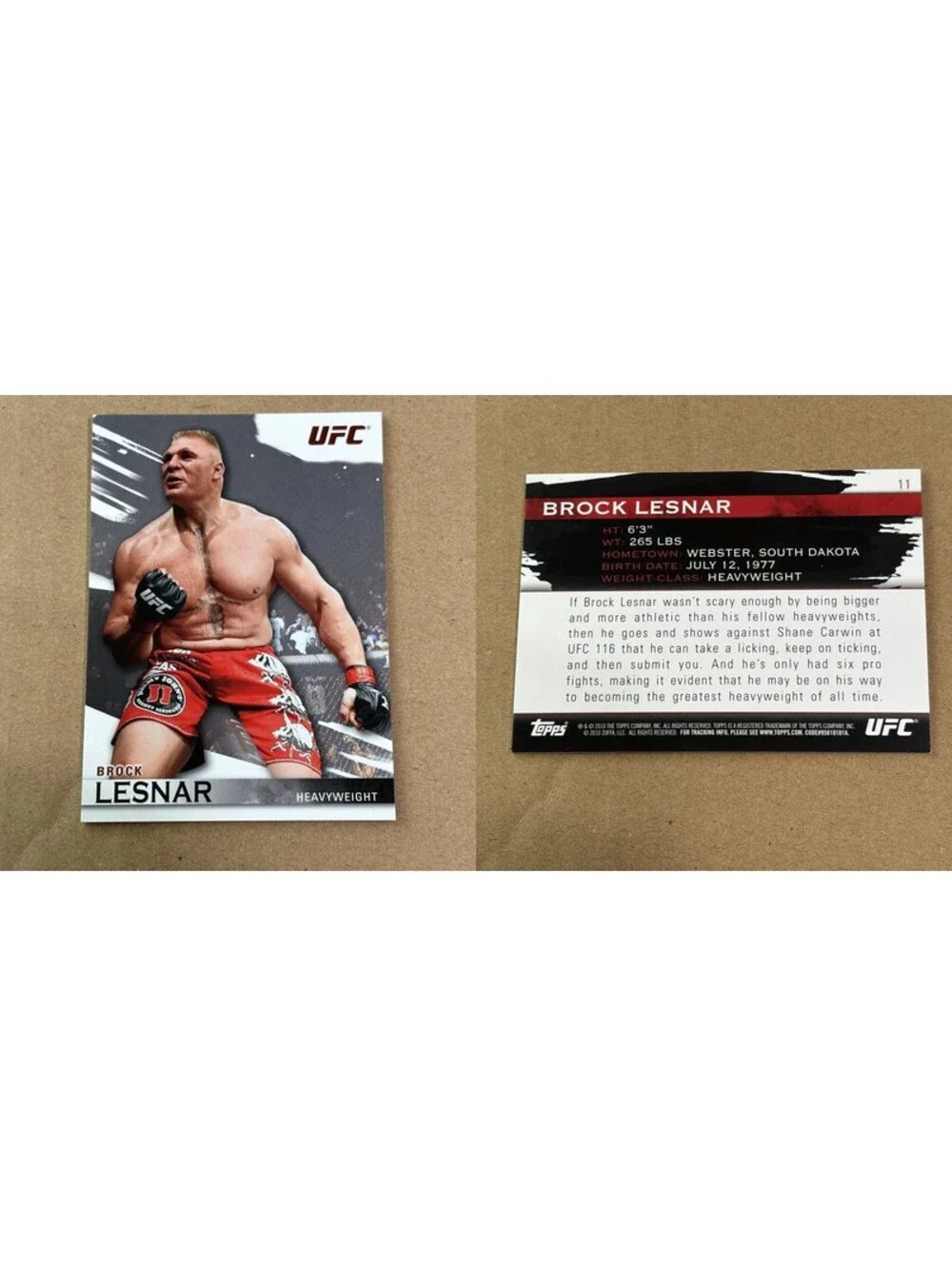2010 Topps UFC Knockout Brock Lesnar #11